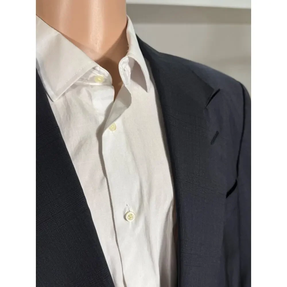 Tom Ford Navy Blue Prince of Wales Wool 2Pc Suit Windsor (56R IT) 44R Peak